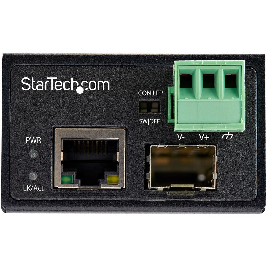 StarTech.com Transceiver/Media Converter - 1 x Network (RJ-45) - Single-mode, Multi-mode - Fast Ethernet - 100Base-TX, 100Base-FX - 0.10 km - 1 x Expansion Slots - SFP - 1 x SFP Slots - Power Supply - Wall Mountable, DIN Rail Mountable
