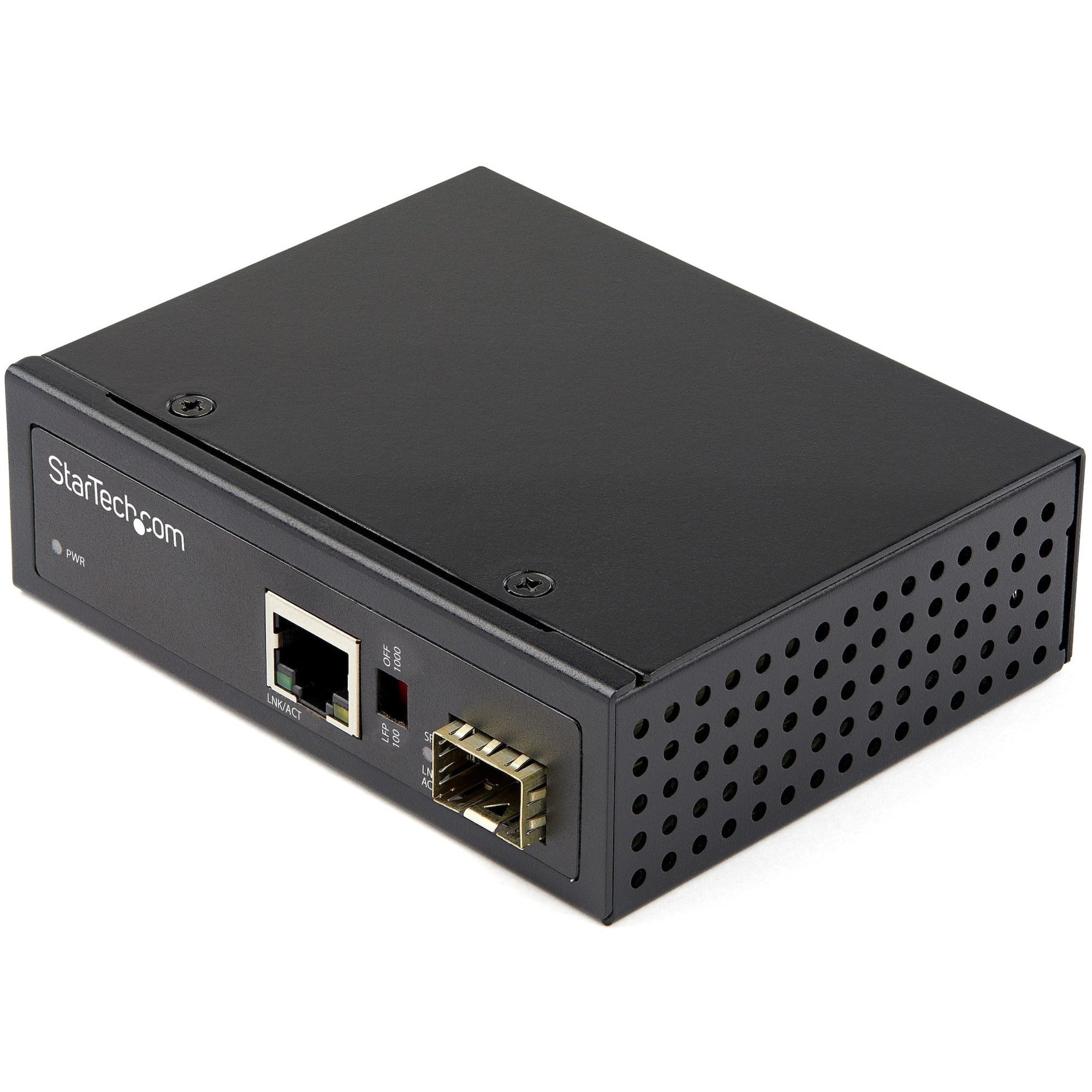 StarTech.com Transceiver/Media Converter - 1 x Network (RJ-45) - Multi-mode, Single-mode - Gigabit Ethernet - 1000Base-T, 1000Base-X - 1 x Expansion Slots - SFP (mini-GBIC) - 1 x SFP Slots - Power Supply - DIN Rail Mountable, Wall Mountable