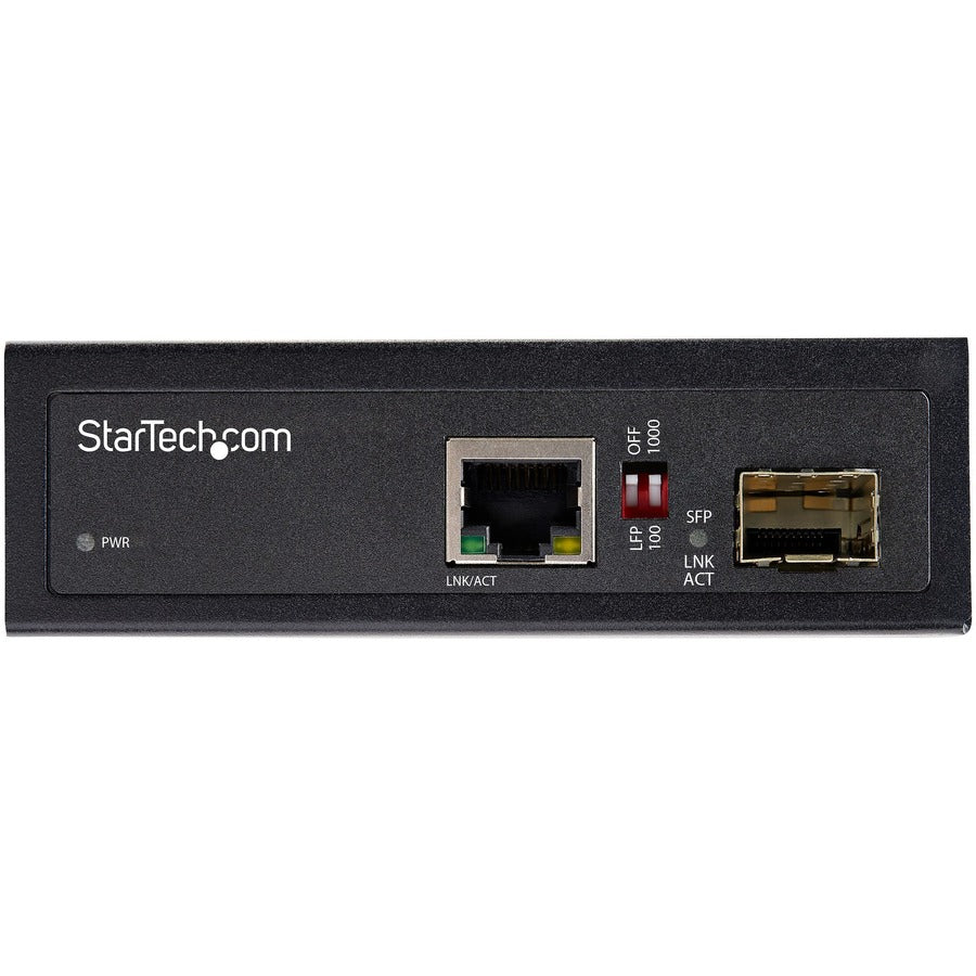 StarTech.com Transceiver/Media Converter - 1 x Network (RJ-45) - Multi-mode, Single-mode - Gigabit Ethernet - 1000Base-T, 1000Base-X - 1 x Expansion Slots - SFP (mini-GBIC) - 1 x SFP Slots - Power Supply - DIN Rail Mountable, Wall Mountable