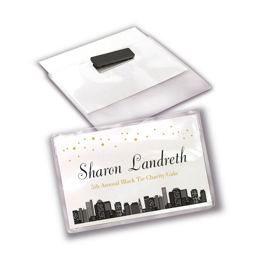 Avery&reg; Name Badge - Rectangular Shape - Non-adhesive, Non-toxic, Durable, Magnetic, Heavy Duty, Printable, Micro Perforated, Recyclable - PVC Plastic - White - 48/Box - 1 Carton