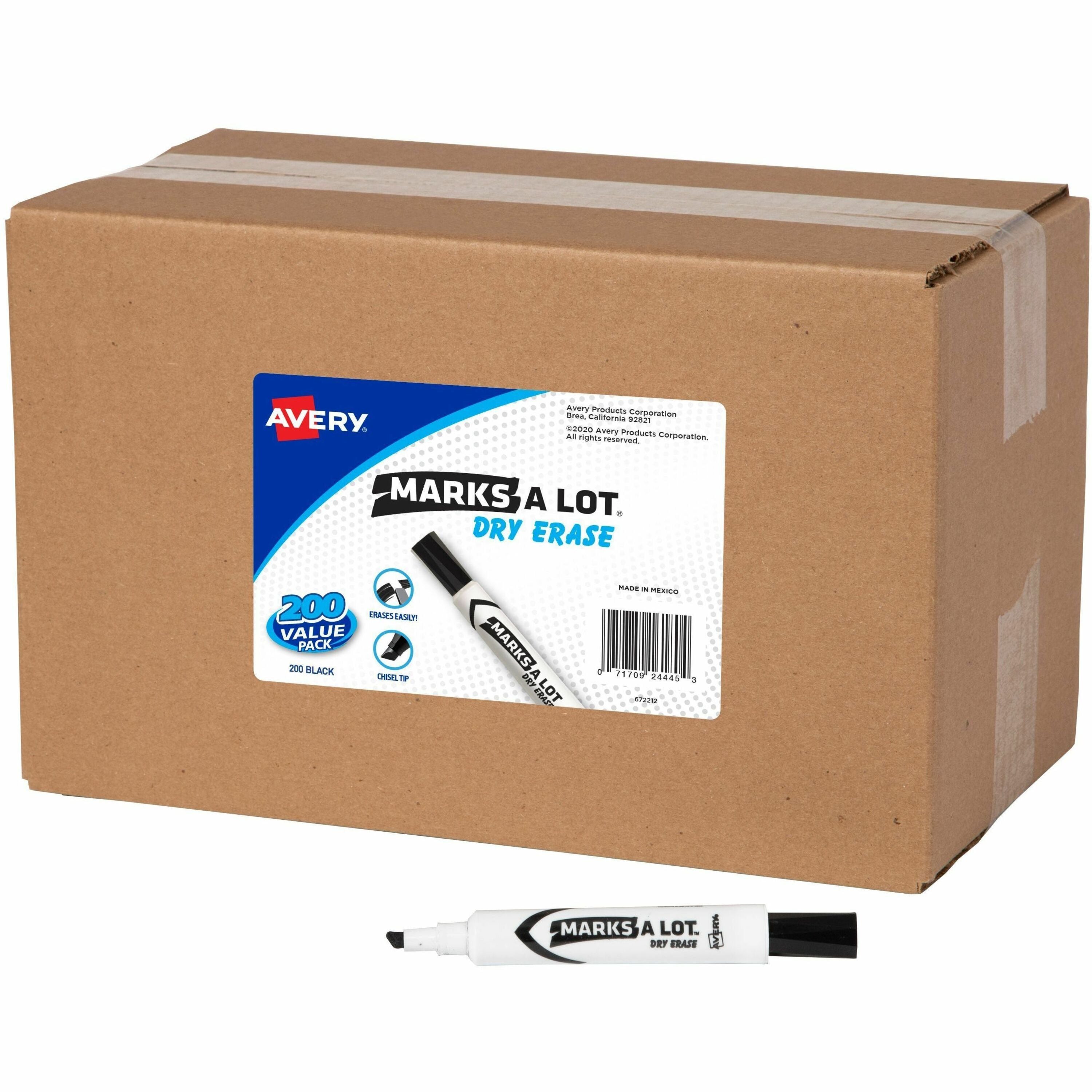 Chisel Marker Point - Erasable - Black Ink - 200 / Carton