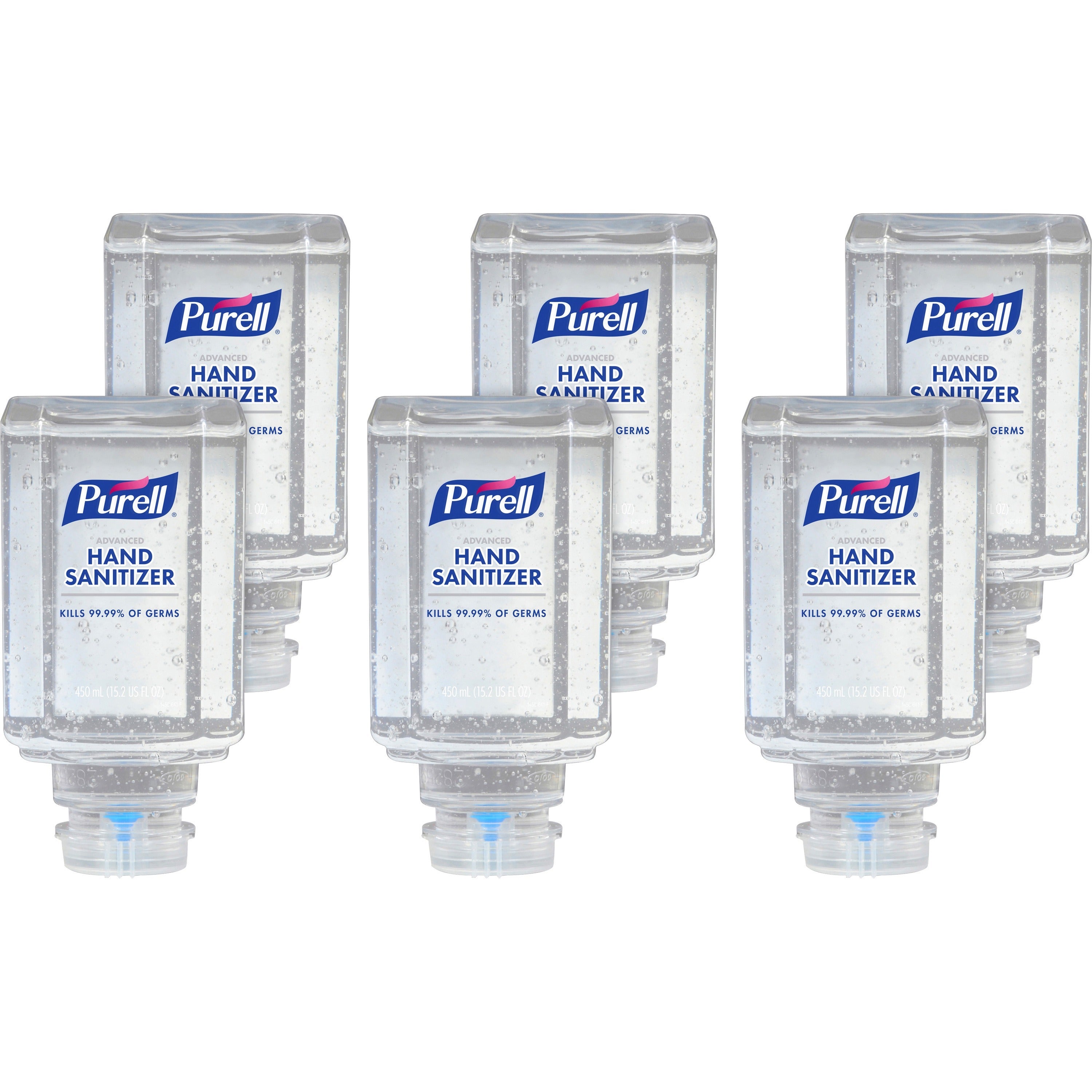 PURELL&reg; Advanced Hand Sanitizer Gel Refill - Clean Scent - 15.22 fl oz - Push Pump Dispenser - Kill Germs - Hand, Skin - Clear - Dye-free, Refillable, Unscented - 6 / Carton