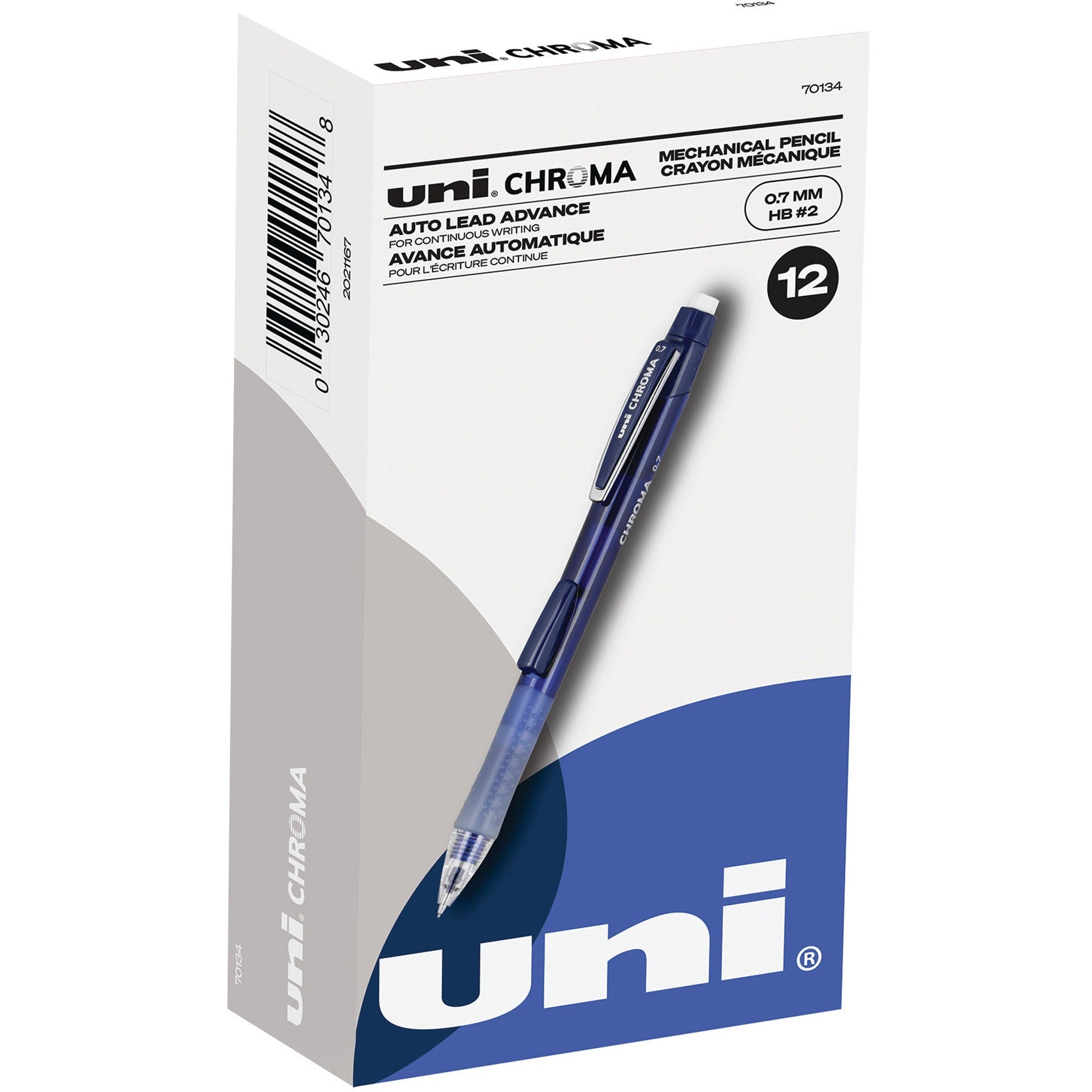 uniball™ CHROMA Mechanical Pencils - 0.7 mm Black Lead - HB, #2 - Cobalt Blue Barrel - 1 Dozen