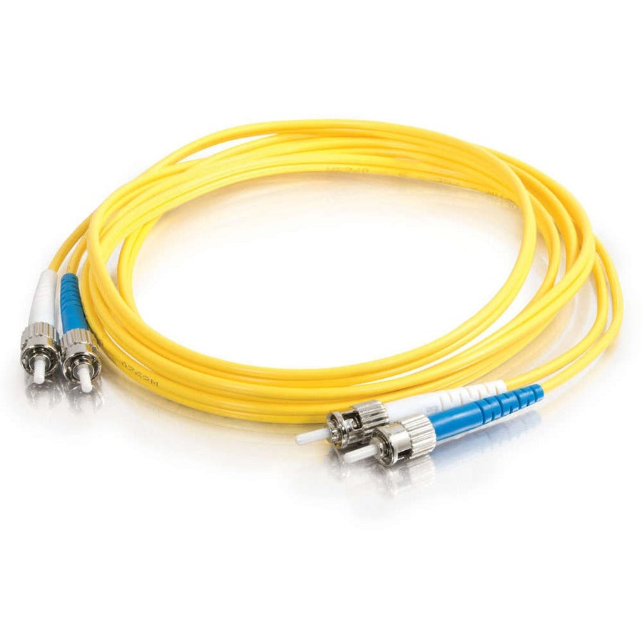 C2G 3m ST-ST 9/125 OS2 Duplex Single-Mode PVC Fiber Optic Cable - Yellow
