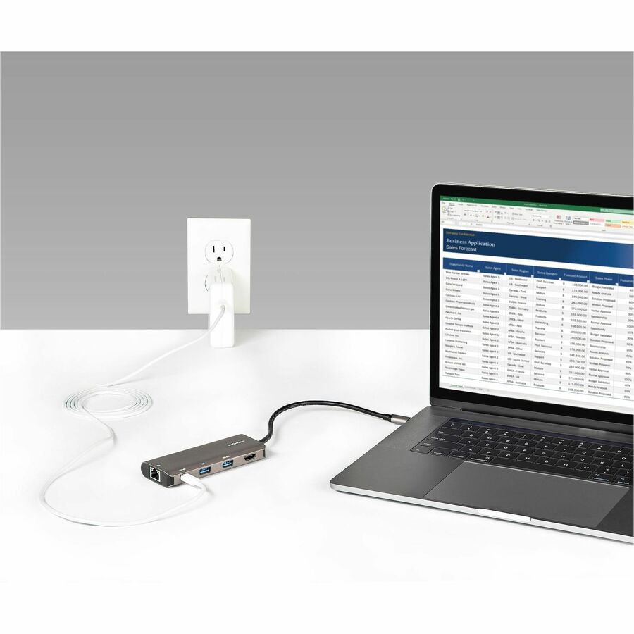 StarTech.com Docking Station, 1 Each, USB 3.1 Gen 2 Type-C, 100W Power Delivery, 1 HDMI 4K Port, 3 USB Ports (1 USB-A), Gigabit Ethernet, Thunderbolt, Gray, Wired