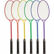 Champion Sports Tempered Steel Twin Shaft Badminton Racket Set, 6 Rackets, Multicolor (Red, Orange, Yellow, Green, Blue, Purple), Nylon/Leather/Tempered Steel Construction