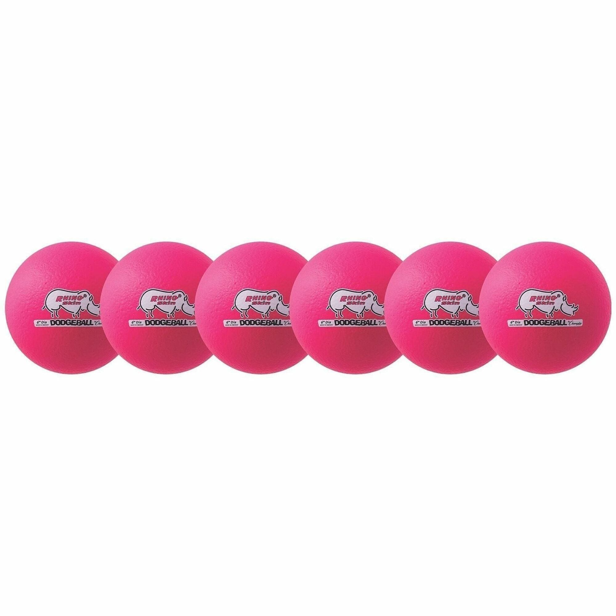 Champion Sports Rhino Skin Low Bounce Dodgeball Set - 6.30" - Low Density Foam - Neon Pink - 6 / Set