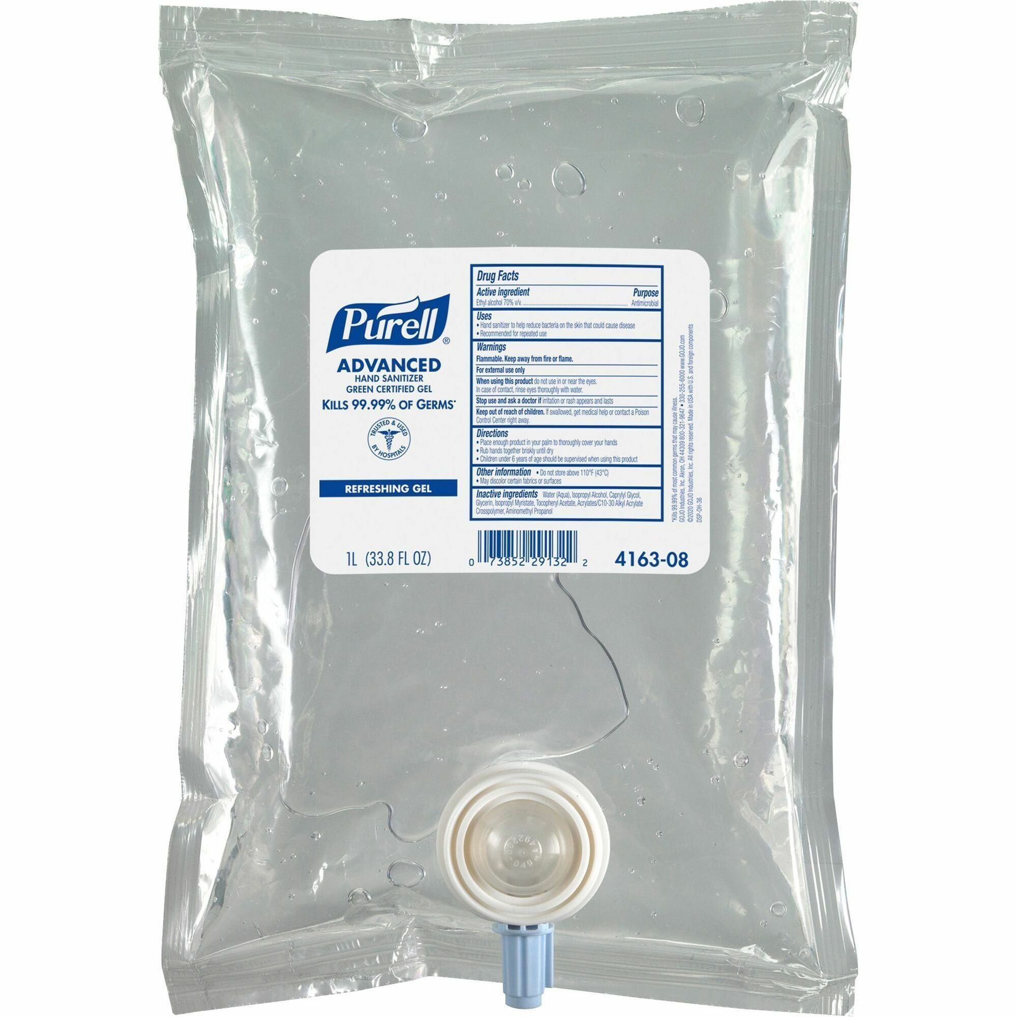 PURELL&reg; Hand Sanitizer Gel - Fragrance-free Scent - 1.06 quart - Kill Germs - Hand, Skin - Clear - Dye-free, Fragrance-free, Unscented, Bio-based - 1 Each