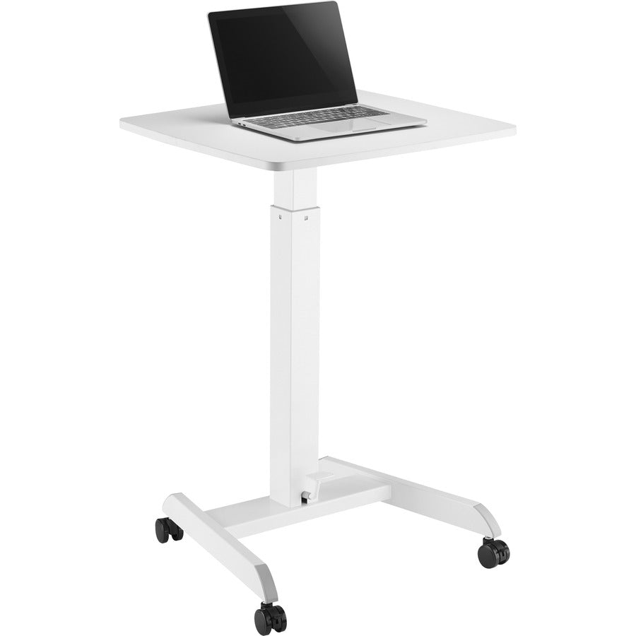 Kantek Mobile Height-Adjustable Compact Sit-Stand Desk, Rectangle Top, 17.6 lb Capacity, 29.60"–44.20" Height, 23.60" W x 20.50" D, White, Steel/MDF, 1 Each