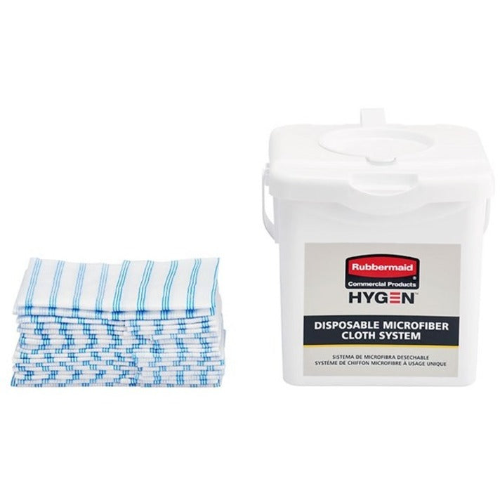 Rubbermaid Commercial HYGEN Microfiber Cloths - 12" Length x 12" Width - Disinfectant, Low Linting, Built-In Scrubber, Disposable, Contaminant-free - Blue - 10/Pack - 60 / Carton