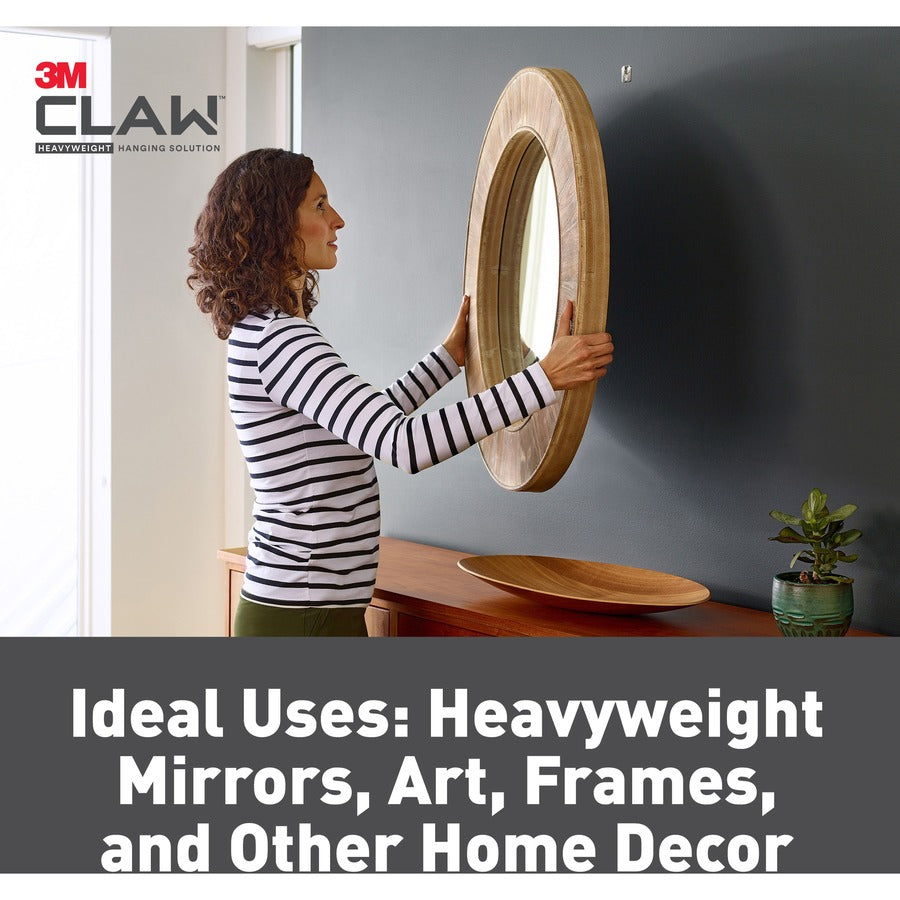 3M CLAW Drywall Picture Hanger - 15 lb (6.80 kg) Capacity - for Pictures, Mirror, Decoration, Art, Home - Gray - 5 / Pack