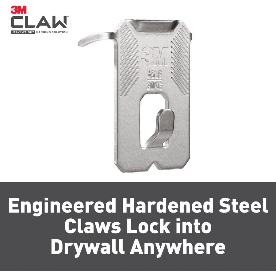 3M CLAW Drywall Picture Hanger - 15 lb (6.80 kg) Capacity - for Pictures, Mirror, Decoration, Art, Home - Gray - 5 / Pack