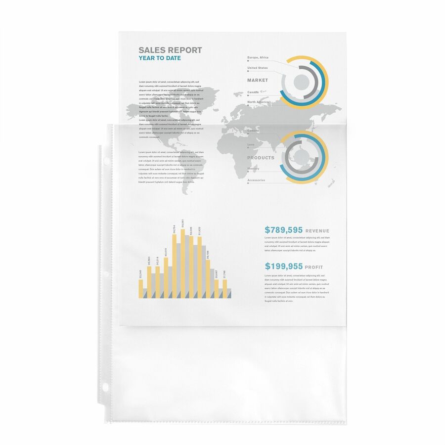 Avery&reg; Economy Clear Sheet Protectors - Sheet Capacity - For Letter 8 1/2" x 11" Sheet - 3 x Holes - Ring Binder - Top Loading - Clear - Polypropylene - 100/Pack - 5 / Carton