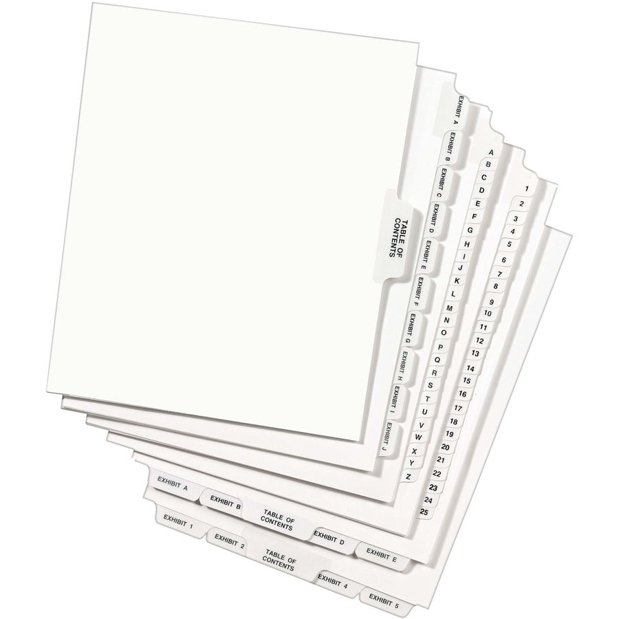 Avery&reg; Side Tab Individual Legal Dividers - 500 x Divider(s) - 500 Side Tab(s) - 100 - 1 Tab(s)/Set - 8.5" Divider Width x 11" Divider Length - Letter - 8.50" Width x 11" Length - White Paper Divider - 25/Pack - 1 Carton