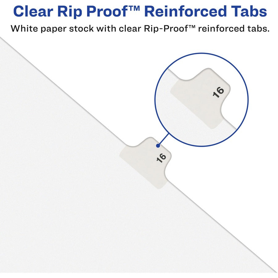 Avery&reg; Side Tab Individual Legal Dividers - 500 x Divider(s) - 500 Side Tab(s) - 100 - 1 Tab(s)/Set - 8.5" Divider Width x 11" Divider Length - Letter - 8.50" Width x 11" Length - White Paper Divider - 25/Pack - 1 Carton