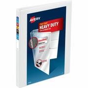 Avery One Touch Heavy-Duty View Binder, 1/2" Capacity, Letter Size, 135 Sheet Capacity, 45/64" Spine, 4 Internal Pockets, Slant Rings, White, Polypropylene, 6/Carton