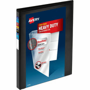 Avery One Touch Heavy-Duty View Binder, 1/2" Capacity, Letter Size, 135 Sheet Capacity, 4 Internal Pockets, Slant Rings, Black, Polypropylene, 6/Carton