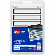 Avery Durable ID Labels, 5/8" x 3-1/2", Rectangle, Matte White with Blue Border, Permanent Adhesive, Water and Tear Resistant, 7 Labels/Sheet, 5 Sheets/Pack, 35 Labels/Pack, 18 Packs/Carton, 630 Total Labels