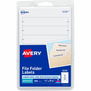 Avery&reg; Removable File Folder Labels - 21/32" Widthss x 3 7/16" Length - Removable Adhesive - Rectangle - Laser, Inkjet - White - Paper - 7 / Sheet - 648 Total Sheets - 4536 Total Label(s) - 252/Pack - 1 Carton