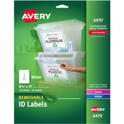 Avery&reg; Removable I.D. Laser/Inkjet Labels - 8 1/2" Widthss x 11" Length - Removable Adhesive - Rectangle - Laser, Inkjet - White - Paper - 1 / Sheet - 50 Total Sheets - 50 Total Label(s) - 150/Pack - 1 Carton