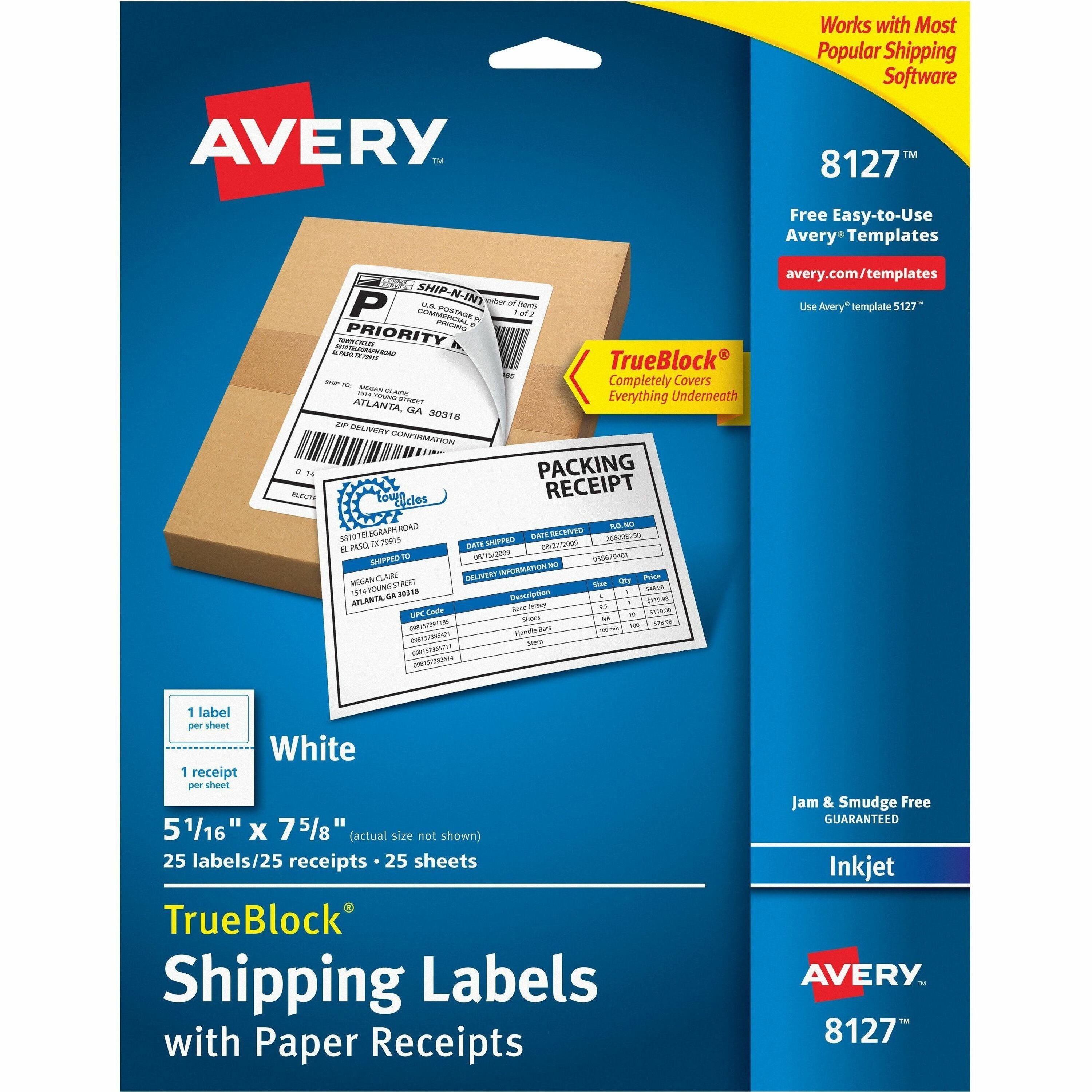 Avery&reg; TrueBlock Paper Receipt Shipping Labels