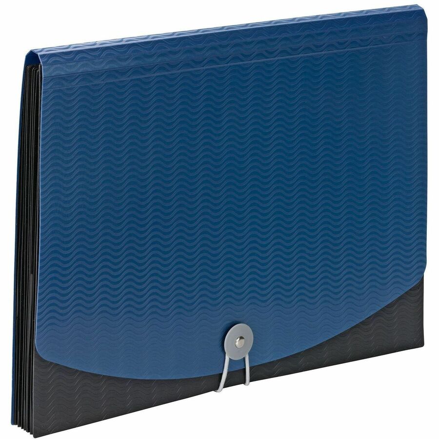 Smead Letter Expanding File - 8 1/2" x 11" - 7 Pocket(s) - 6 Divider(s) - Navy Blue, Black - 1 Carton