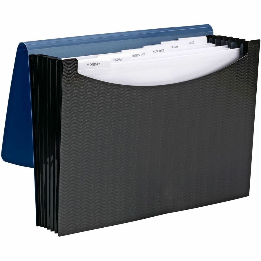 Smead Letter Expanding File - 8 1/2" x 11" - 7 Pocket(s) - 6 Divider(s) - Navy Blue, Black - 1 Carton
