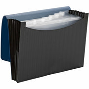 Smead Letter Expanding File - 8 1/2" x 11" - 7 Pocket(s) - 6 Divider(s) - Navy Blue, Black - 1 Carton