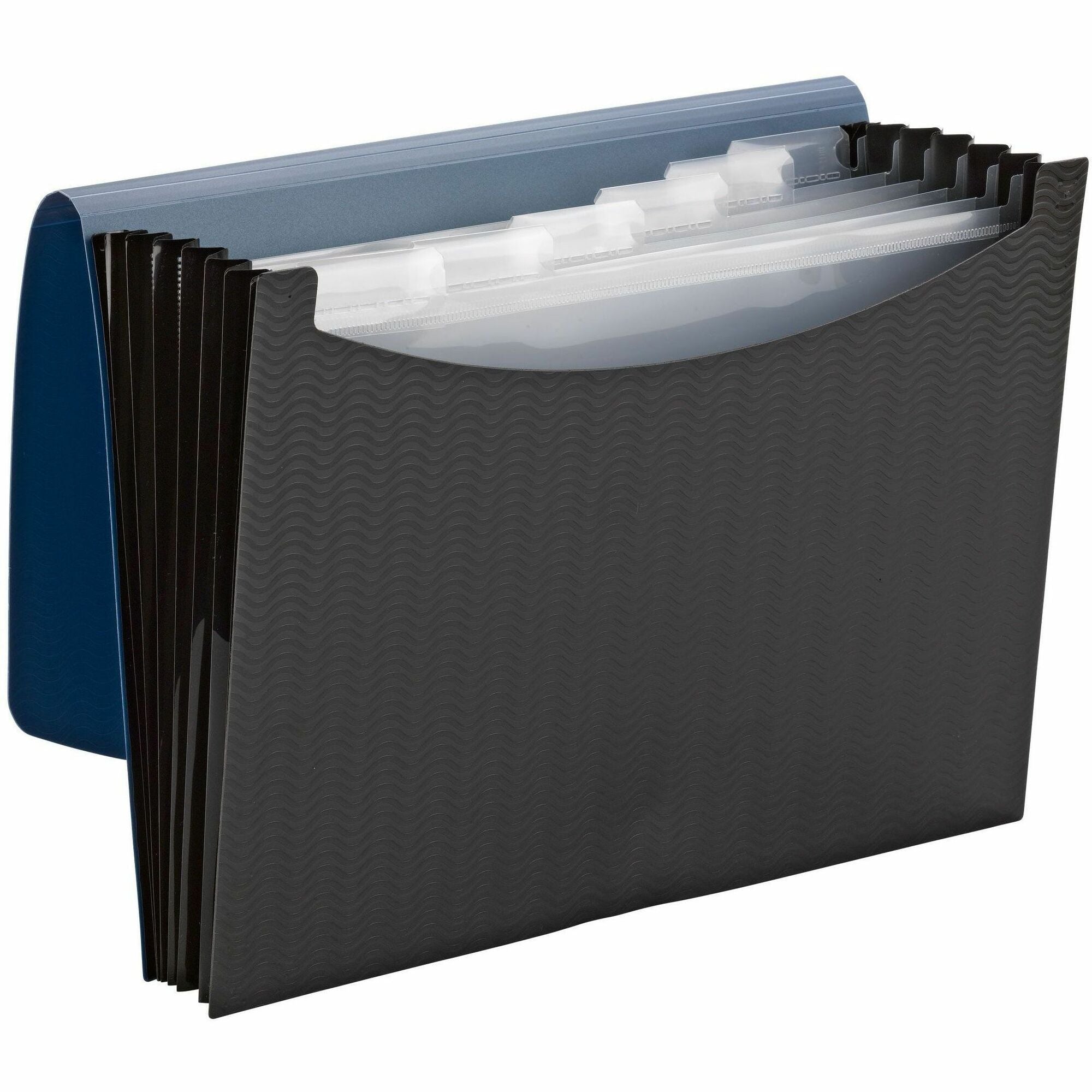 Smead Letter Expanding File - 8 1/2" x 11" - 7 Pocket(s) - 6 Divider(s) - Navy Blue, Black - 1 Carton