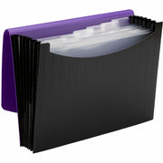 Smead Letter Expanding File - 8 1/2" x 11" - 7 Pocket(s) - 6 Divider(s) - Purple, Black - 1 Carton