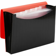 Smead Letter Expanding File - 8 1/2" x 11" - 7 Pocket(s) - 6 Divider(s) - Red, Black - 1 Carton