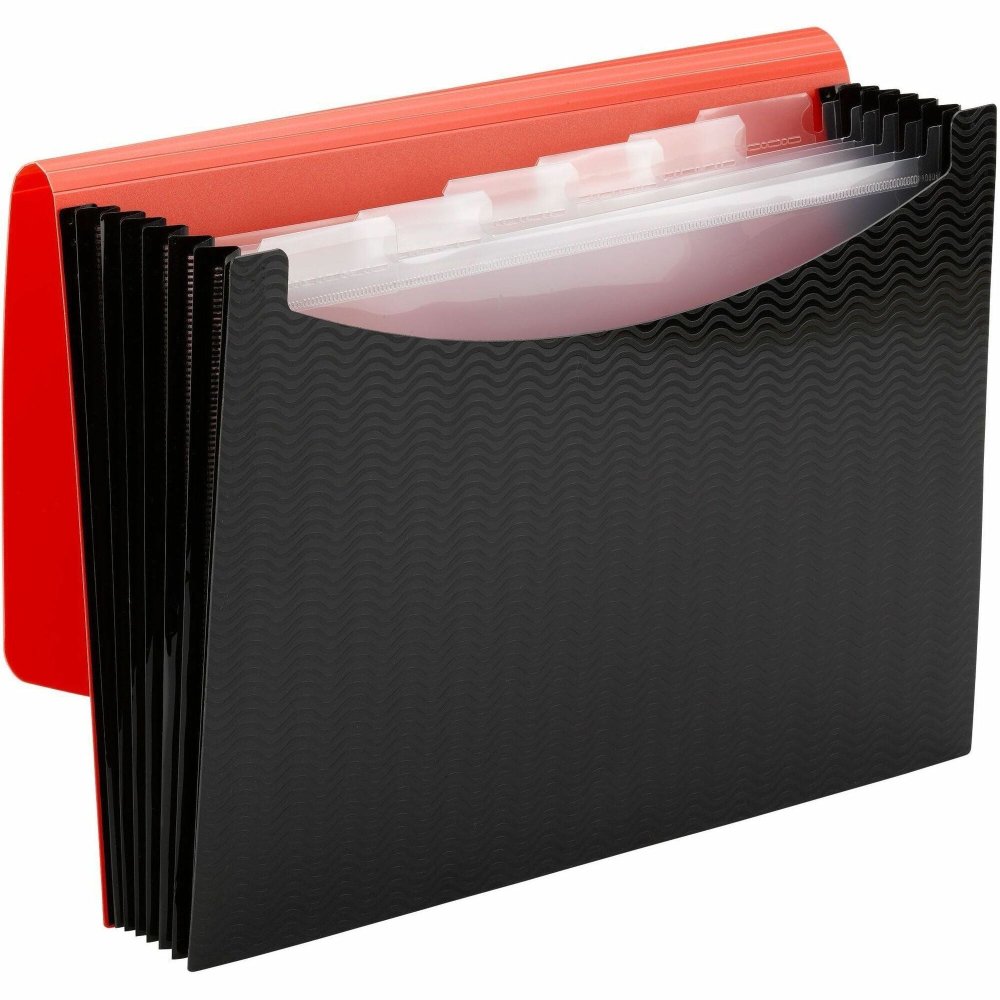 Smead Letter Expanding File - 8 1/2" x 11" - 7 Pocket(s) - 6 Divider(s) - Red, Black - 1 Carton