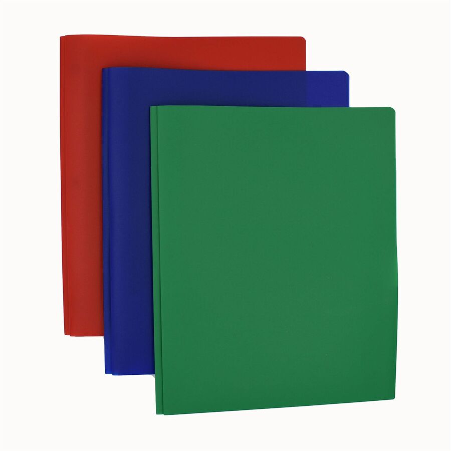 Smead Letter Fastener Folder - 8 1/2" x 11" - 180 Sheets Capacity - 2 x Double Tang Fastener(s) - 2 Internal Pocket(s) - Red, Green, Blue - 3/Pack - 3 / Carton