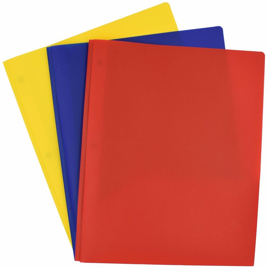 Smead Letter Fastener Folder - 8 1/2" x 11" - 180 Sheets Capacity - 2 x Double Tang Fastener(s) - 2 Internal Pocket(s) - Red, Yellow, Blue - 24/Pack - 3 / Carton