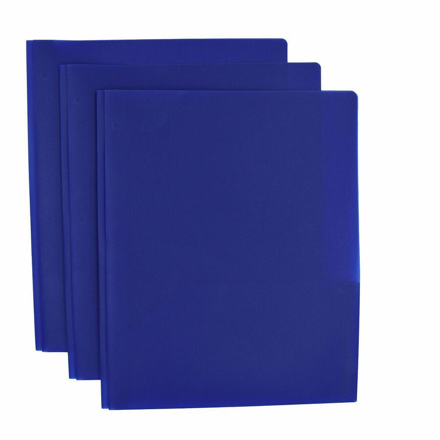 Smead Letter Fastener Folder - 8 1/2" x 11" - 180 Sheets Capacity - 2 x Double Tang Fastener(s) - 2 Internal Pocket(s) - Blue - 3/Pack - 3 / Carton