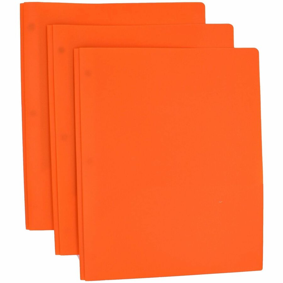 Smead Letter Fastener Folder - 8 1/2" x 11" - 180 Sheets Capacity - 2 x Double Tang Fastener(s) - 2 Internal Pocket(s) - Orange - 3/Pack - 3 / Carton
