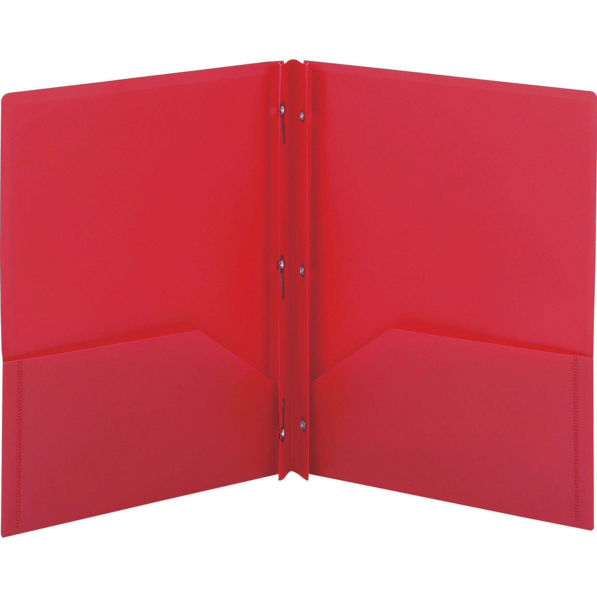 Smead Letter Fastener Folder - 8 1/2" x 11" - 180 Sheets Capacity - 2 x Double Tang Fastener(s) - 2 Internal Pocket(s) - Red - 3/Pack - 3 / Carton