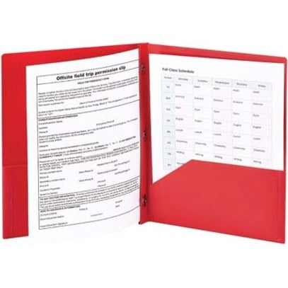 Smead Letter Fastener Folder - 8 1/2" x 11" - 180 Sheets Capacity - 2 x Double Tang Fastener(s) - 2 Internal Pocket(s) - Red - 3/Pack - 3 / Carton