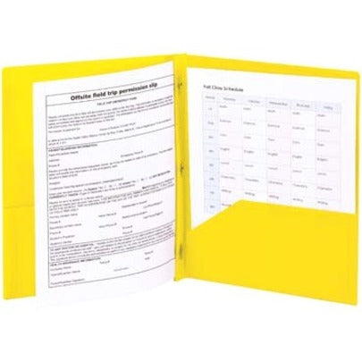 Smead Letter Fastener Folder - 8 1/2" x 11" - 180 Sheets Capacity - 2 x Double Tang Fastener(s) - 2 Internal Pocket(s) - Yellow - 3/Pack - 3 / Carton