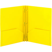 Smead Letter Fastener Folder - 8 1/2" x 11" - 180 Sheets Capacity - 2 x Double Tang Fastener(s) - 2 Internal Pocket(s) - Yellow - 3/Pack - 3 / Carton