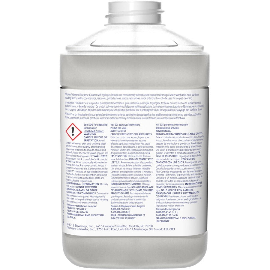 PERdiem General Purpose Cleaner with Hydrogen Peroxide - Concentrate - 84.5 fl oz (2.6 quart) - Heavy Duty, Dilutable, Phosphorous-free, Odorless, Color-free - Clear Bottle - 1 Each