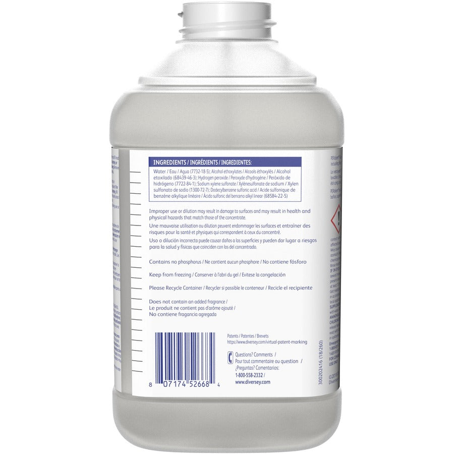 PERdiem General Purpose Cleaner with Hydrogen Peroxide - Concentrate - 84.5 fl oz (2.6 quart) - Heavy Duty, Dilutable, Phosphorous-free, Odorless, Color-free - Clear Bottle - 1 Each