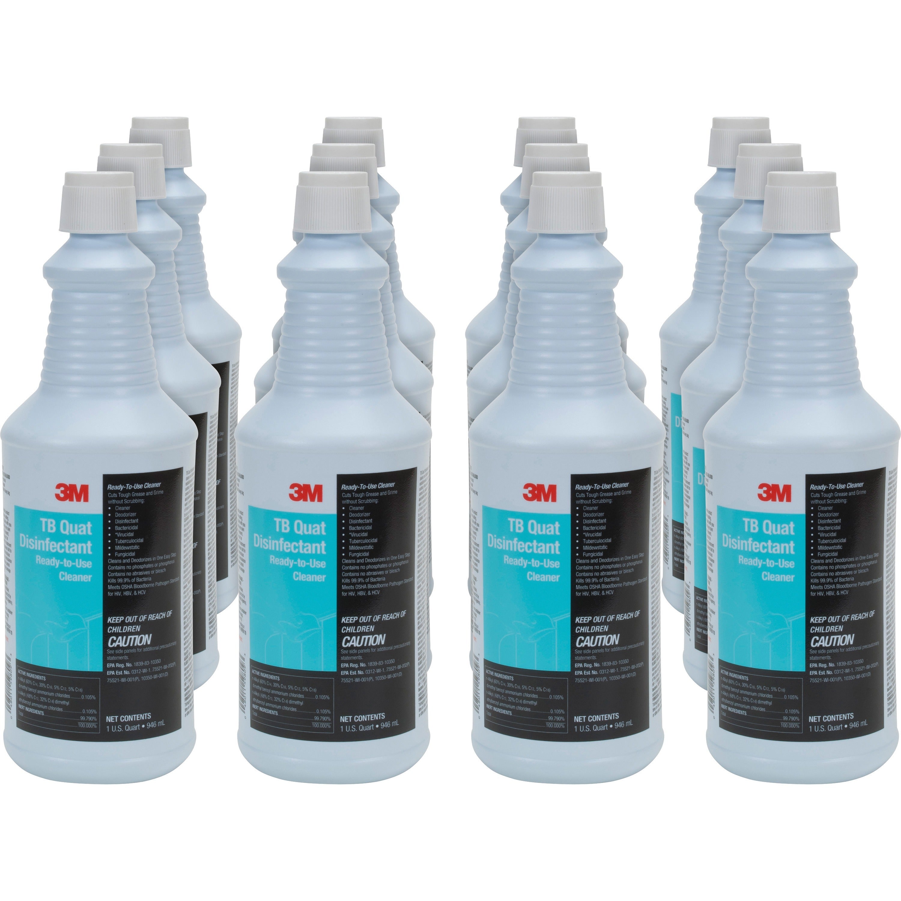 Ready-To-Use - 32 fl oz (1 quart) - Disinfectant, Deodorize, Non-abrasive, Virucidal, Mildewstatic, Fungicide - Clear Spray Bottle - 1 Carton
