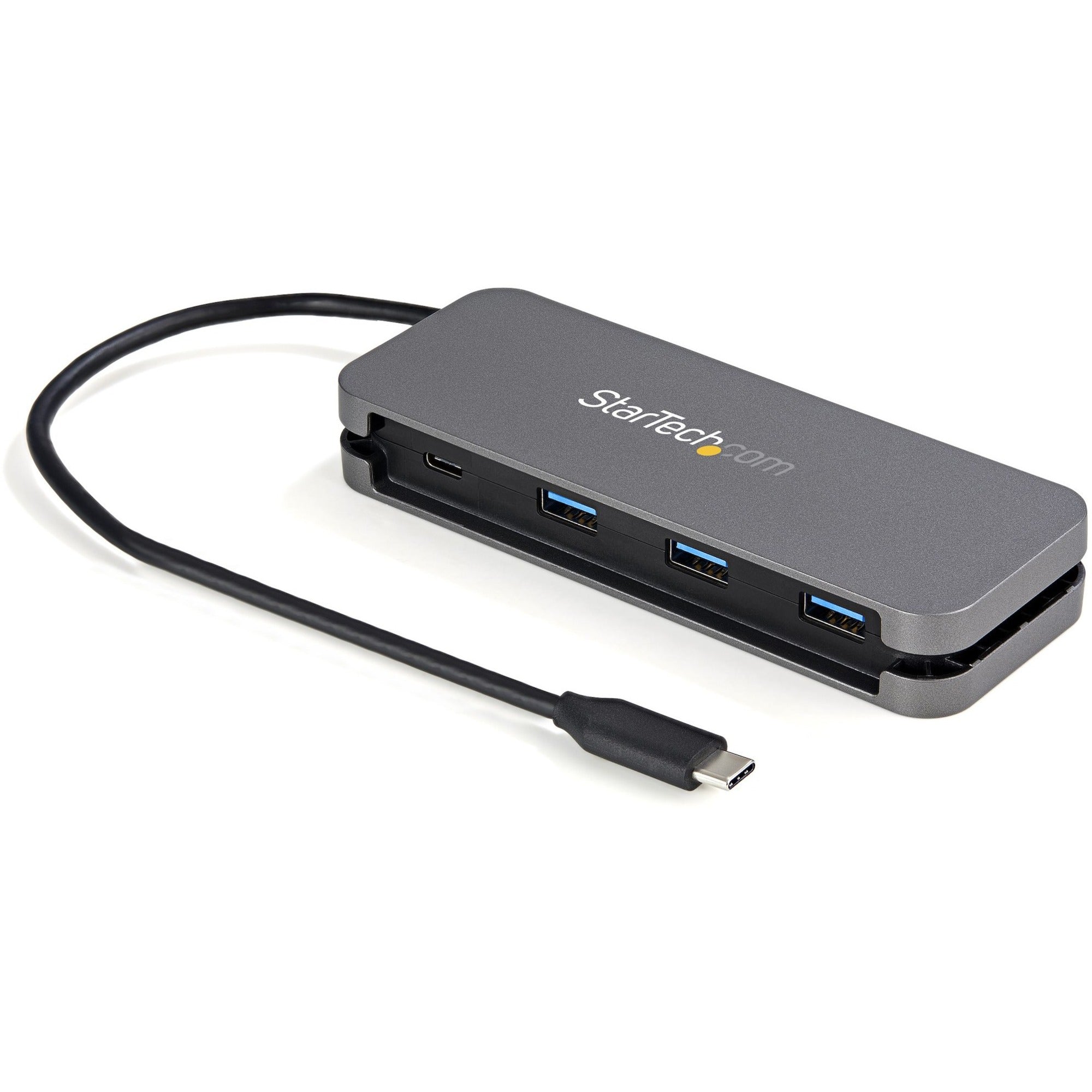StarTech.com USB-C Hub, 4-Port, USB 3.2 Gen 1, Portable, UASP Support, Black/Space Gray, 1 Each