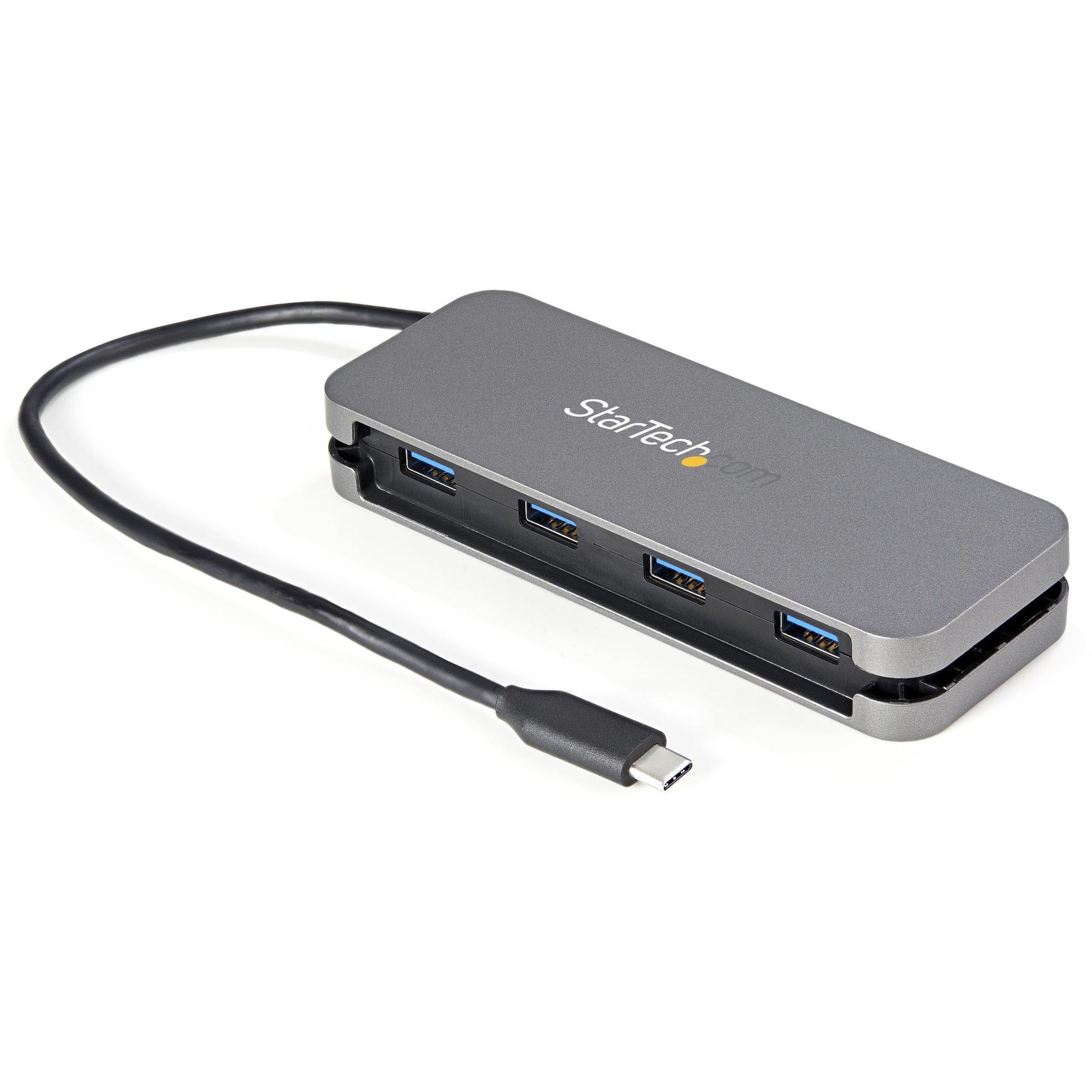 StarTech.com USB-C Hub, 4-Port USB 3.2 Gen 1, Portable, UASP Support, Black/Space Gray, 1 Each