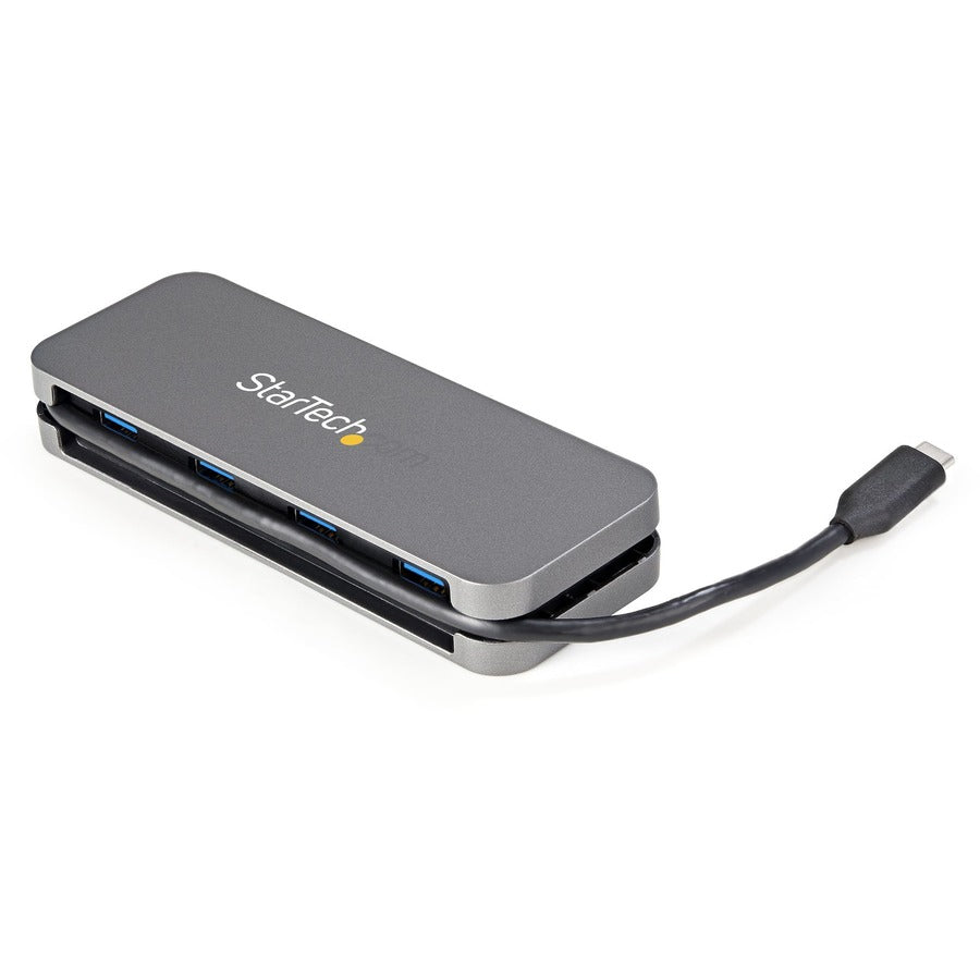 StarTech.com USB-C Hub, 4-Port USB 3.2 Gen 1, Portable, UASP Support, Black/Space Gray, 1 Each