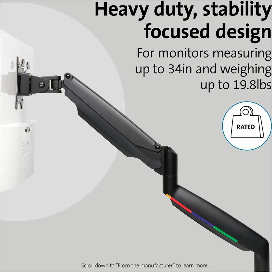Kensington SmartFit Mounting Arm for Monitor, Curved Screen Display, Flat Panel Display - Black - Landscape/Portrait