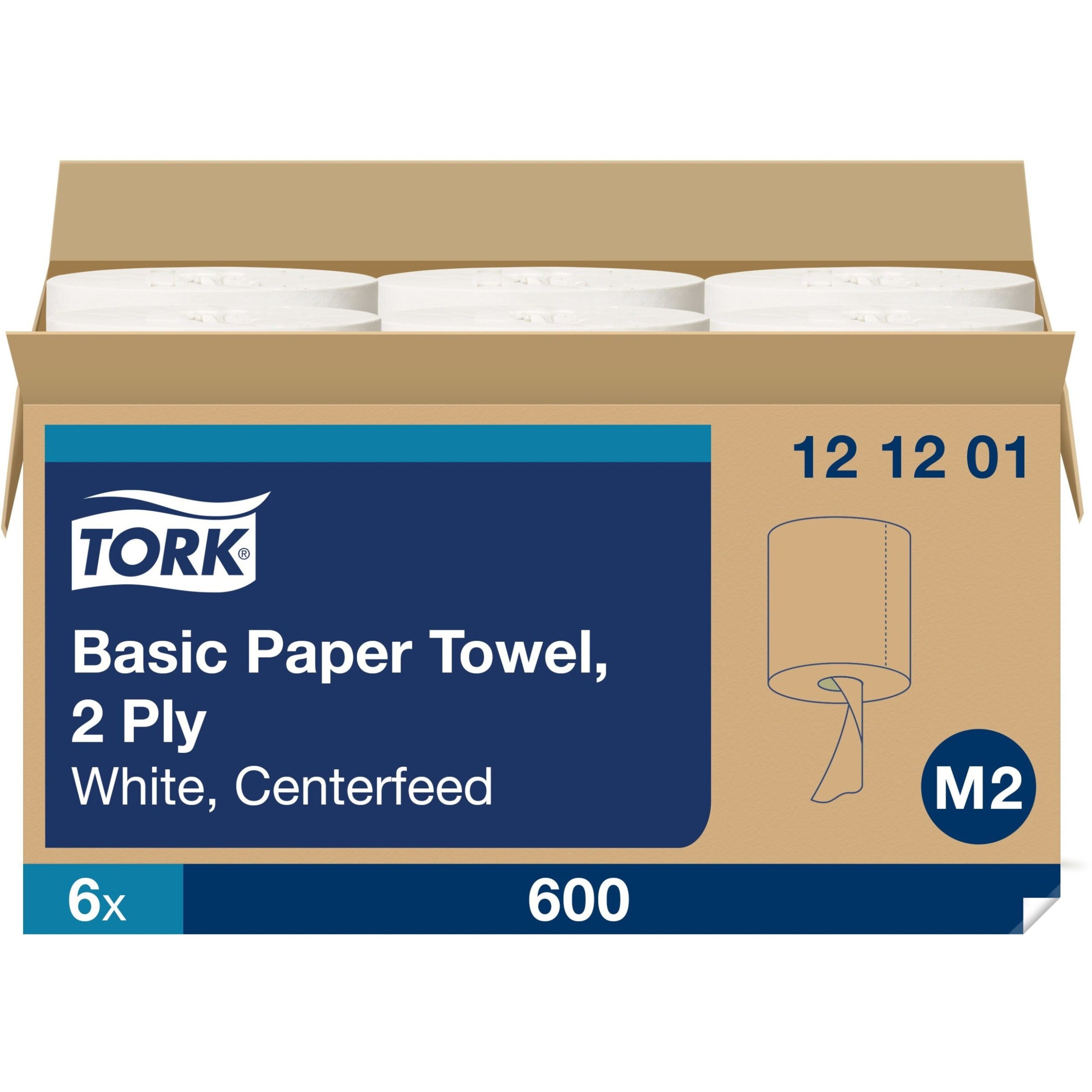 2 Ply - 11.80" Width - 600 Sheets/Roll - 7.80" Roll Diameter - 2 29/32" Core - White - Paper - 600 / Roll