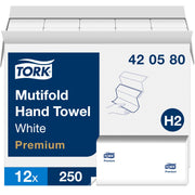 1 Ply - Multifold - 9" Width x 9.50" Length - White - Paper - 250/Pack - 12 / Carton
