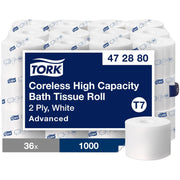 2 Ply4" Length - 1000 Sheets/Roll - 4.75" Roll Diameter - White - 36 / Carton